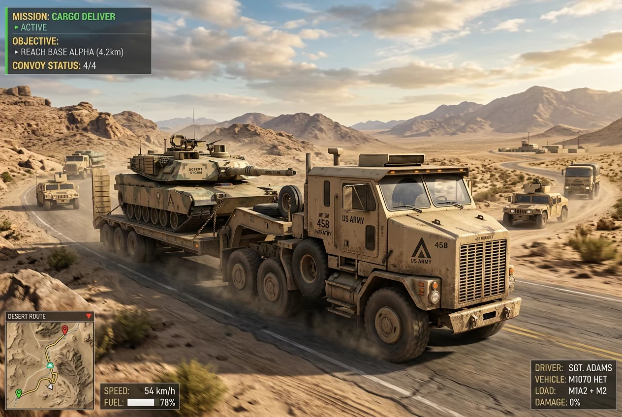 US Army Vehicle Transporter Truck Mission